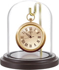 JUXYES Clear Watch Glass Display Dome Cloche With Hook and Wooden Base, Bell Terrarium Jar for Watch Ornaments