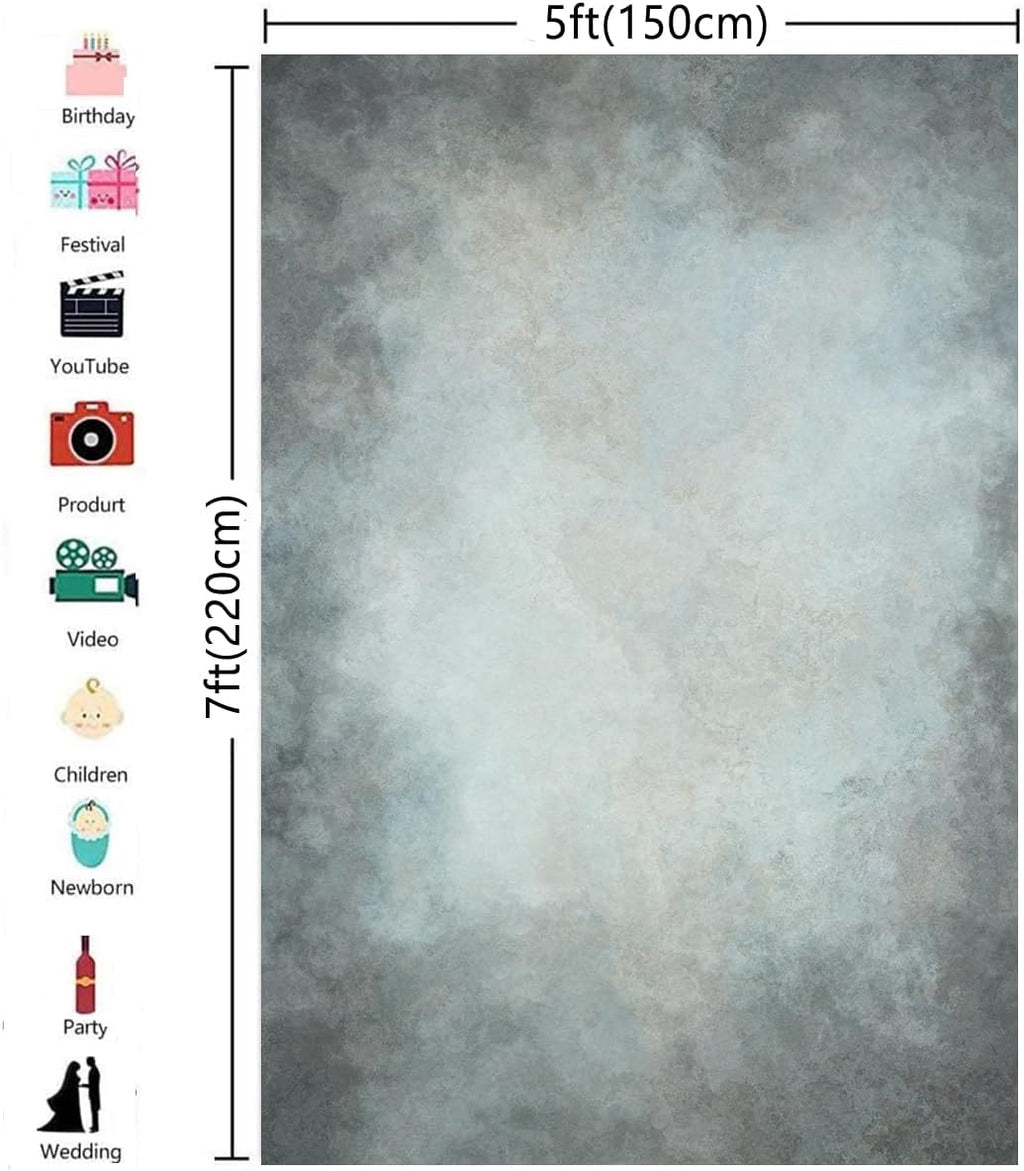 5x7ft Baby Show Photography Backdrops Grey Abstract Photo Booth Prop Background for Studio Prop Happy Birthday Backdrop
