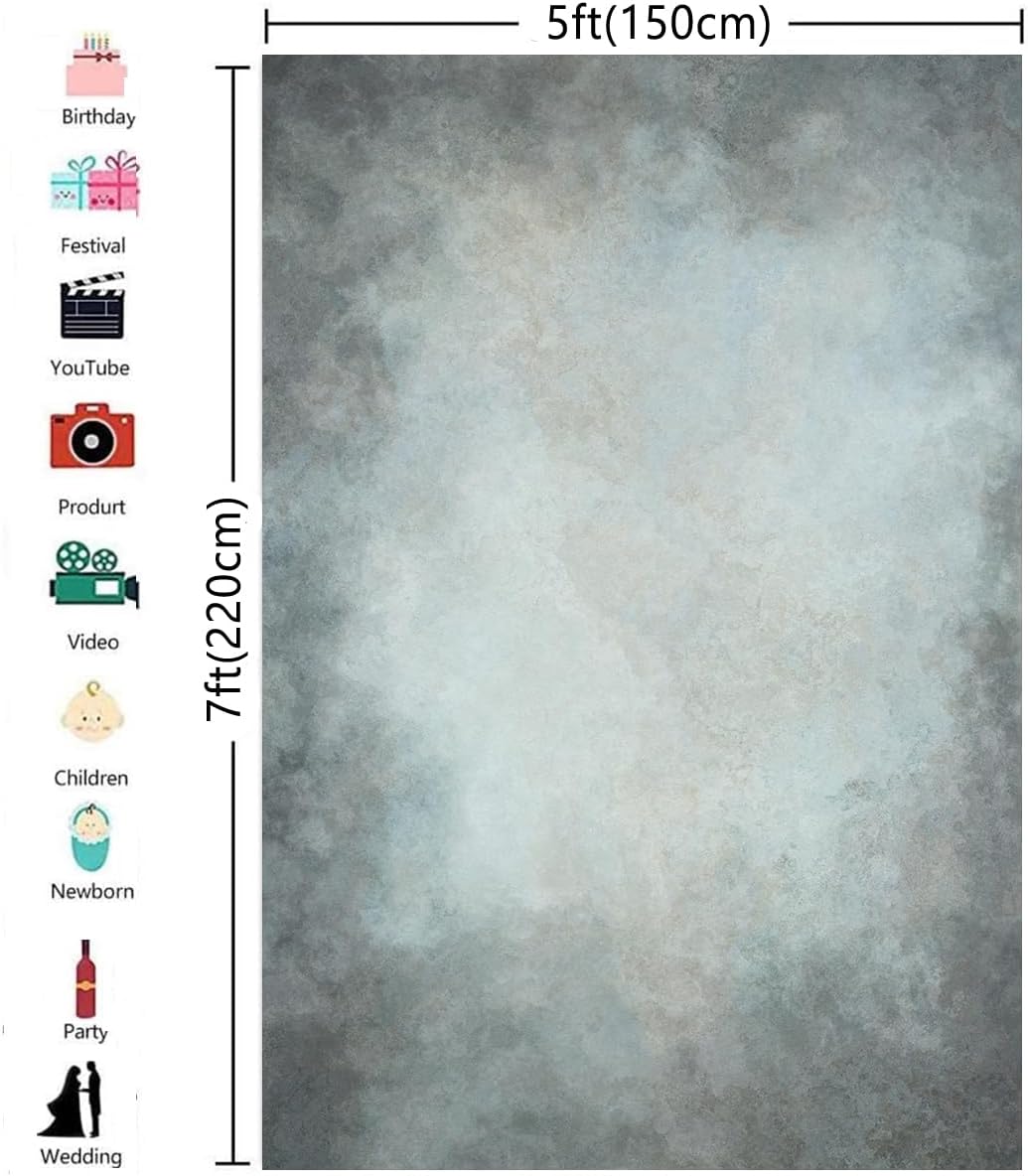 5x7ft Baby Show Photography Backdrops Grey Abstract Photo Booth Prop Background for Studio Prop Happy Birthday Backdrop