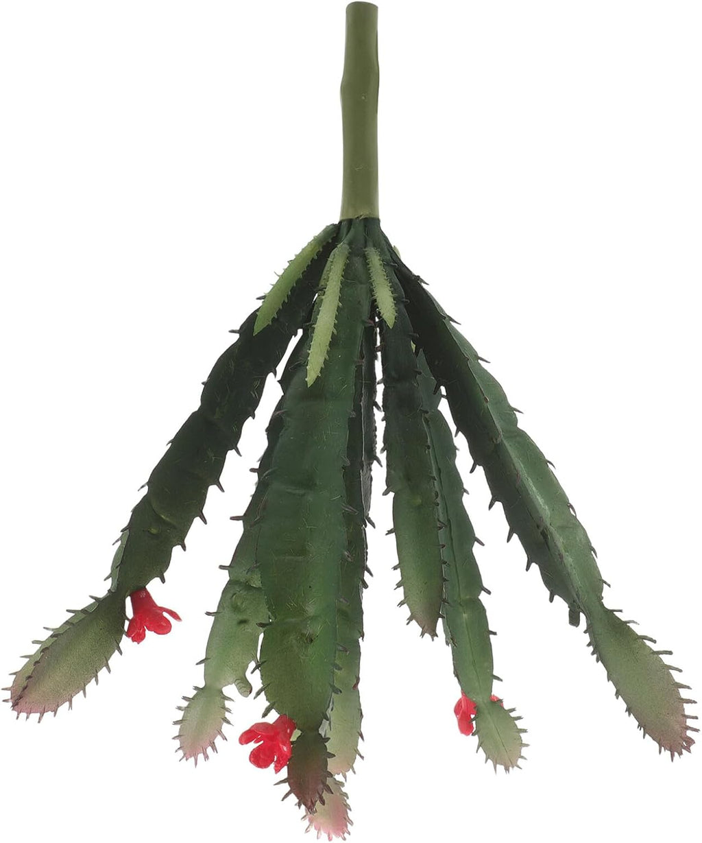 Realistic Artificial Cactus Plant with Red Flowers Mini Succulent for Office Desk Decor Space-Saving Faux Greenery Home Office Accessories and Flower Arrangement