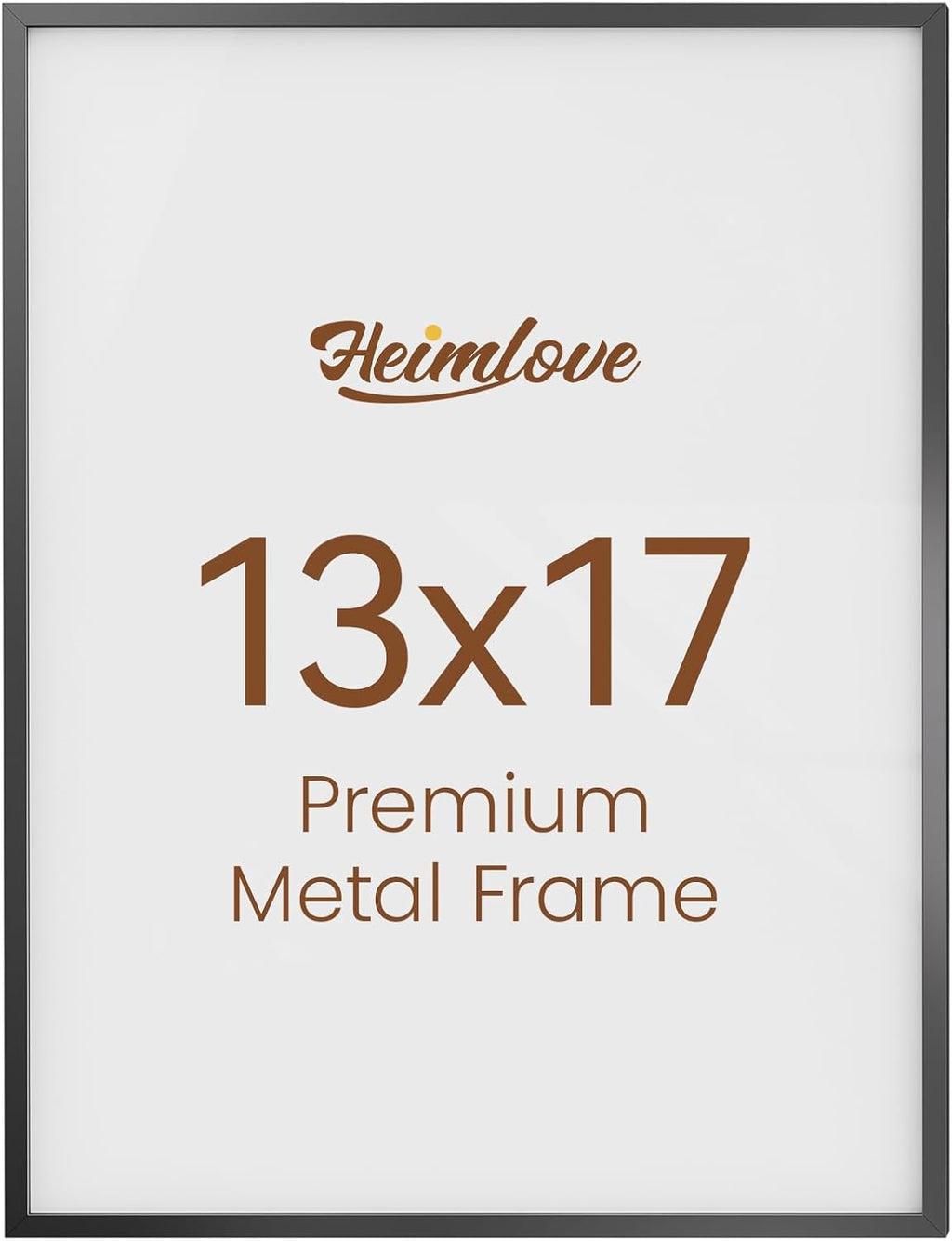 Heimlove 13x17 Metal Picture Frame,Black Aluminum Photo Frames-Real Tempered Glass,Wall Gallery Poster Puzzles Artwork frame Mounting Horizontally or Vertically Decor for Wall-1Pack