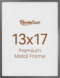 Heimlove 13x17 Metal Picture Frame,Black Aluminum Photo Frames-Real Tempered Glass,Wall Gallery Poster Puzzles Artwork frame Mounting Horizontally or Vertically Decor for Wall-1Pack