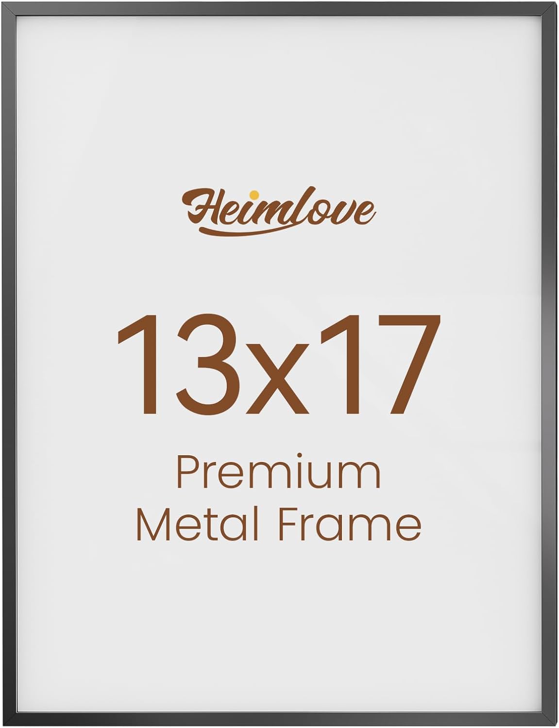 Heimlove 13x17 Metal Picture Frame,Black Aluminum Photo Frames-Real Tempered Glass,Wall Gallery Poster Puzzles Artwork frame Mounting Horizontally or Vertically Decor for Wall-1Pack