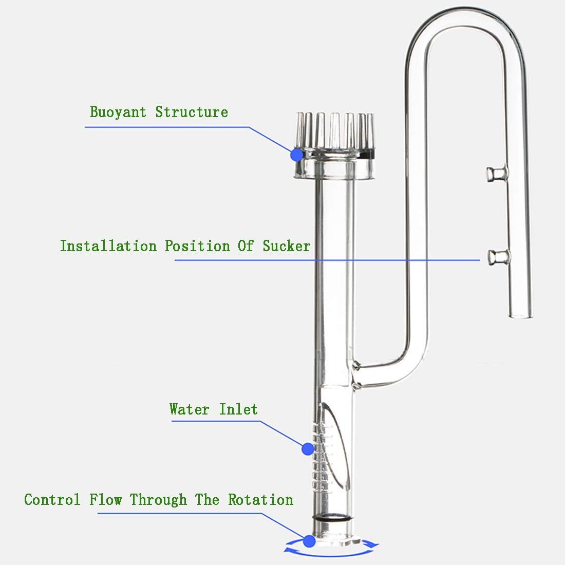 Hamiledyi Aquarium Glass Lily Pipe Set Lily Surface Skimmer Inflow and Lily Outflow for Aquarium Filter Tubing Freshwater Fish Planted Aquarium Tank