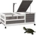 PetsCosset Tortoise Habitat Wooden Tortoise House, Indoor Turtle Enclosure Outdoor Reptile Cage with Removable Bottom, Light Support, Openable Roof
