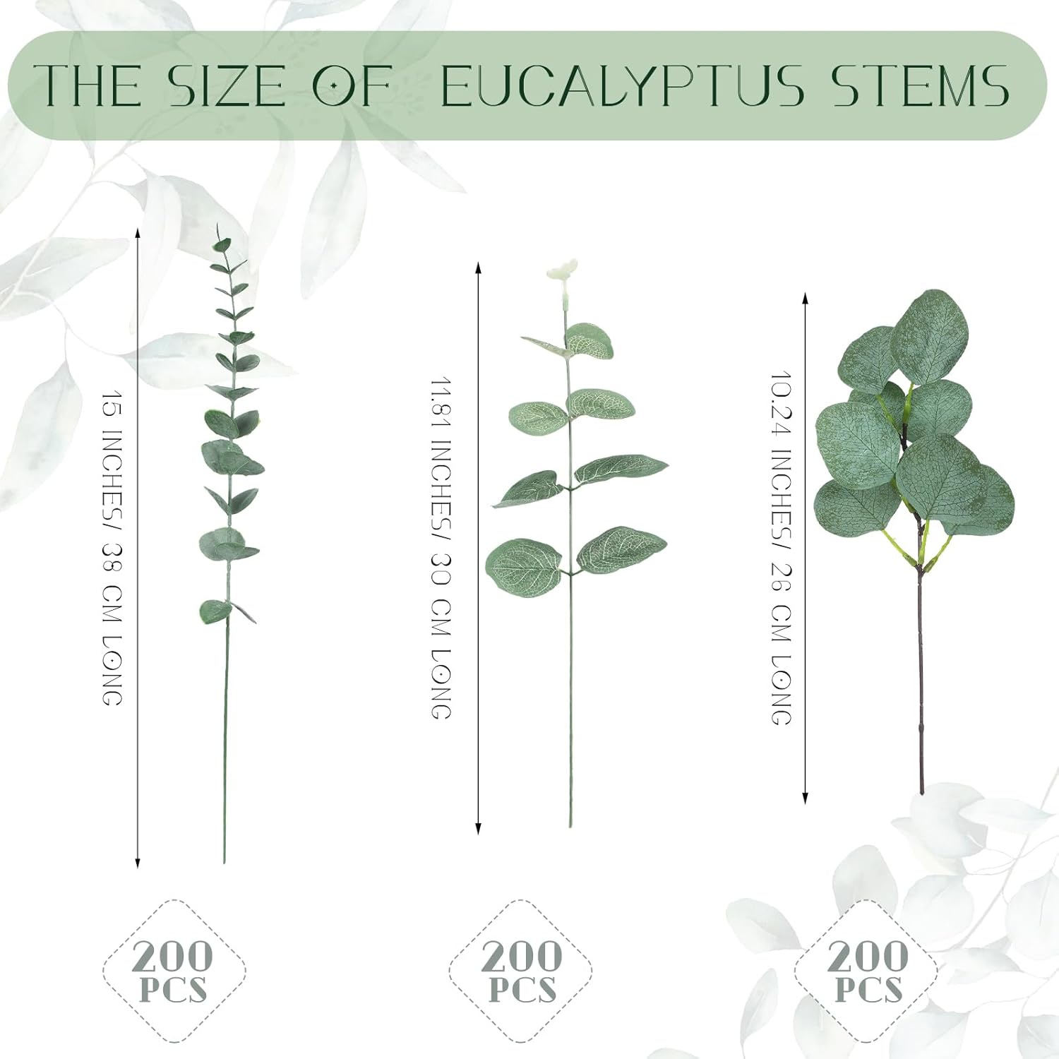 Giegxin 600 Pcs 3 Kinds Mixed Eucalyptus Leaves Stems Bulk Artificial Silver Dollar Leaves Picks Dried Eucalyptus Bundle Faux Spray for Wedding Vase Bouquet Floral Arrangement (Green)