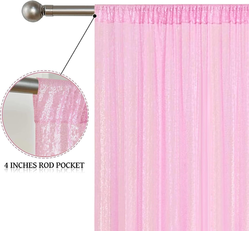 Sugargirl Matte Pink Sequin Backdrop Curtain 2 Panels 2FTx8FT Glitter Pink Background Drapes Sparkle Photography Backdrop for Party Wedding Birthday Wall Decoration