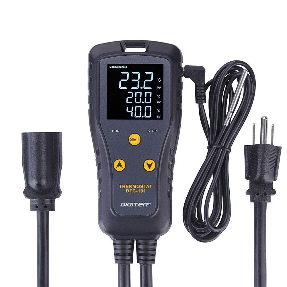 DIGITEN Temperature Controller Heat Mat Thermostat Outlet DTC101 Temperature Controlled Outlet Greenhouse Thermostat Aquarium Temperature Controller Reptile Thermostat Heating Cooling Mode 110V 10A