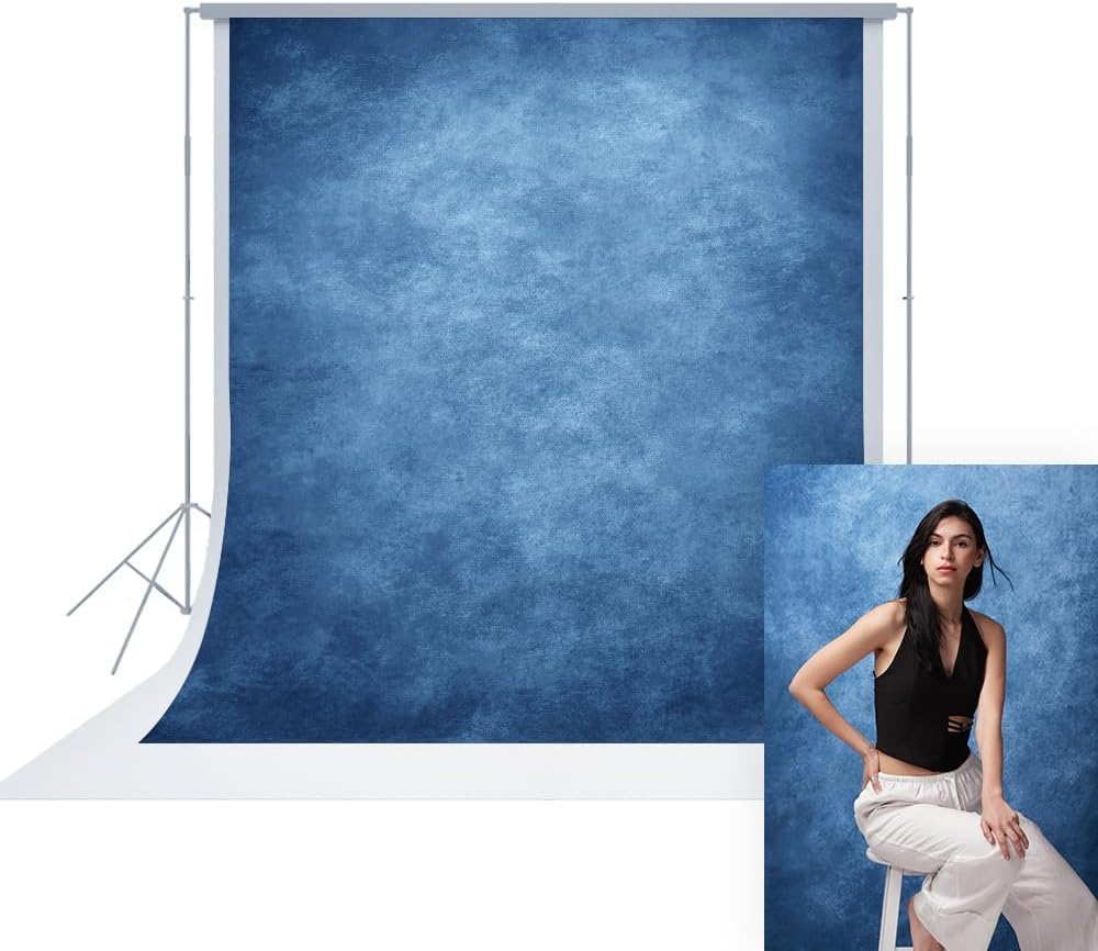 UrcTepics 8×12 ft Blue Fabric Photo Backdrops, Abstract Texture Backdrop for Headshots and Portraits, Photography Background for Studio and Vedio.