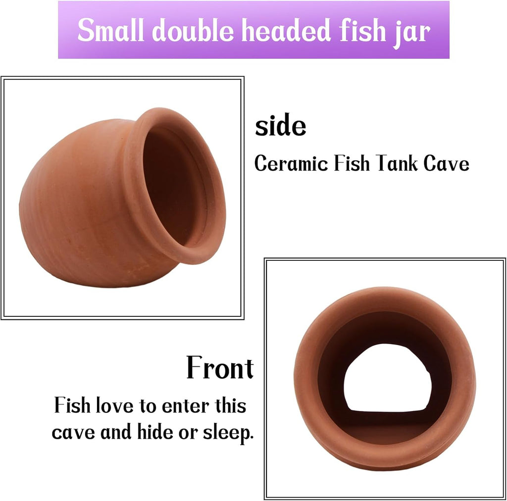 PENCK Betta Hide Ceramic Jar Ornament Aquarium Decorations Fish Tank Accessories Decor Hideaway Cave Hideout for Amano Shrimp Cichlid Bonsai to Play Spawn and Rest (Large)