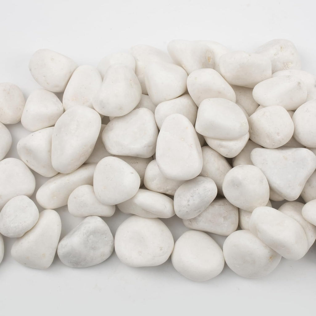 40lbs White Natural River Rocks, Polished Pebbles for Plants Garden, 1-2 inch Decorative White Stones, Ideal for Fish Tank, Vases, Crafting, Home Decor and Garden Landscaping Rocks,White