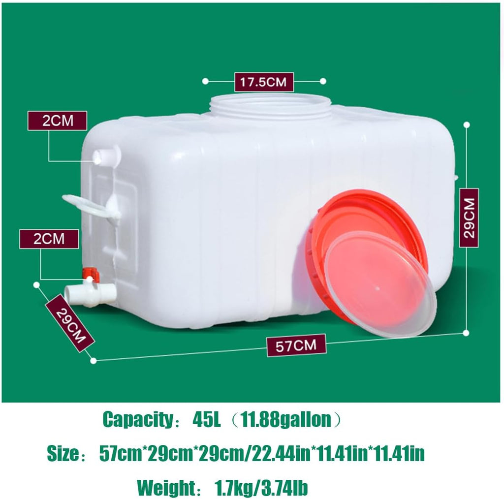 Food Grade Water Carrier 45L/75L/100L/200L Water Container Water Container with Faucet，Portable Water Storage Jug Perfect for Outdoors Camping Hiking Emergency(Size:45L/11.88gal)
