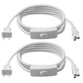 DiCUNO 6.6FT T5 T8 Tube Light Extension Cord with On/Off Switch, US Plug Cable Connector for LED Integrated Single Fixture, Shop Light, Garage, Under Cabinet, White, Pack of 2