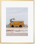 Fun Memories 16x20 Metal Picture Frame with 11x14 Mat, Brushed Aluminum Finish, Tempered Glass Front, and Attached Hanging Hardware(Gold, Pack of 1)