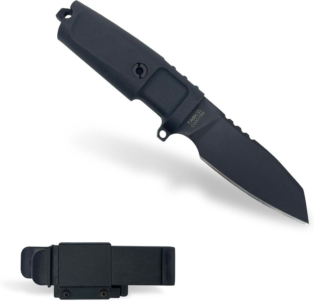 Extrema Ratio - Task C (Black) Fixed Blade Knife, Böhler N690 Steel Blade Hardened to 58 HRC, Burnished Finish, Full-Tang Design, Ergonomic Forprene Handle, Compact and Versatile, Precision Handcrafted in Italy, Reliable Outdoor Knife