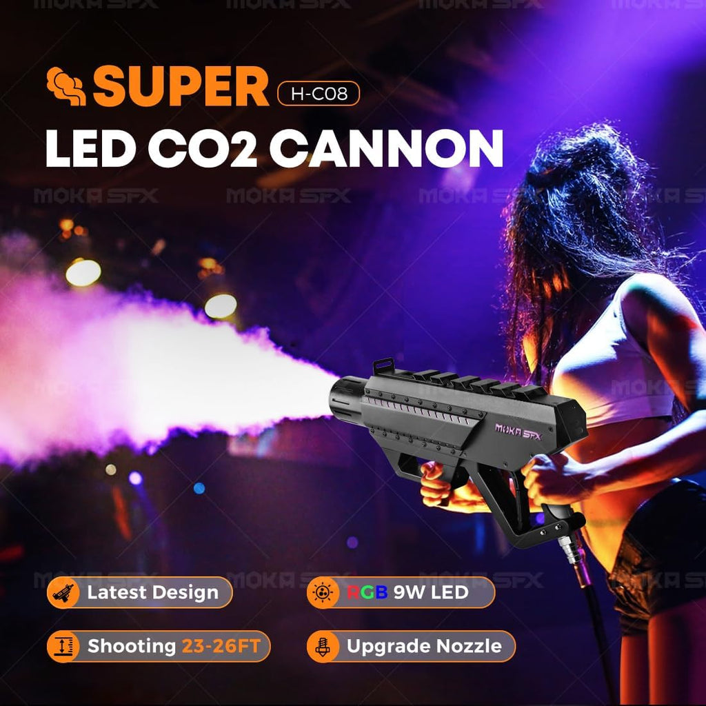 MOKA SFX Handheld CO2 Cannon with LED Lights Co2 Jet Machine with Sling 10ft Hose Stage Effect Machine for DJ Nightclub Wedding Party Live Show Special FX