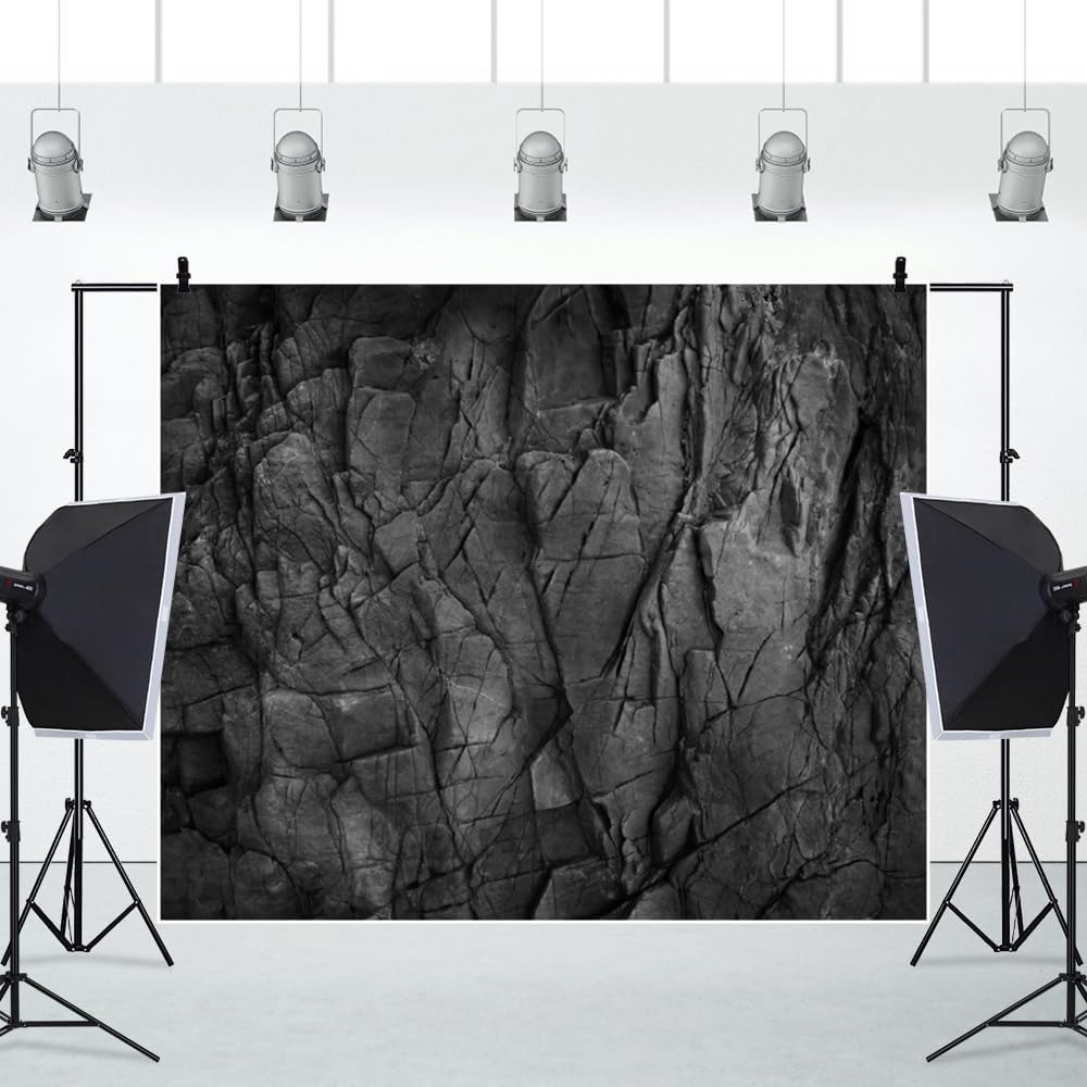 Black Stone Brick Wall Backdrop 10x8ft Vintage Stone Brick Photography Backdrop Baby Shower Birthday Party Theme Background Kids Adults Portrait Photo Backdrop Decoration Photo Booth Studio Prop
