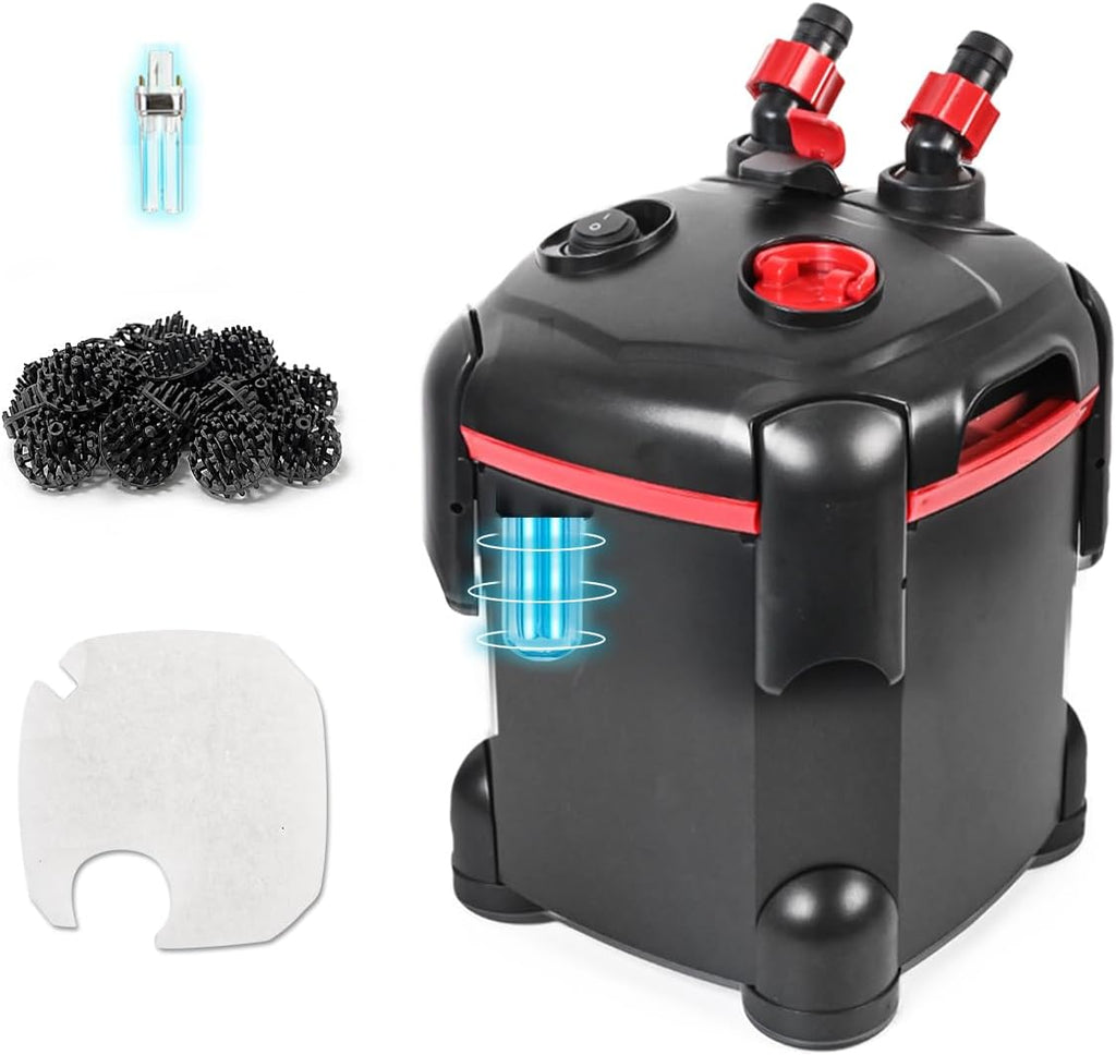 172GPH Canister Filter, External Aquarium Filter Ultra-Quiet Water Circulation Cleaning Machine with Media for Fish Tanks and Aquariums Up to 30 Gallons (172GPH)