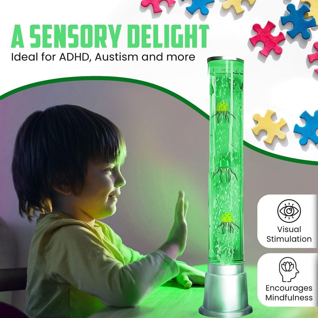 Jellyfish Lamp Bubble Lights with 6 LED Color Automatic Changing Night Light Moving Jelly Fish Aquarium - Sensory Tube Tower Table Desk Lava Lamp for Bedroom Home Decor Christmas Gifts 1.9FT