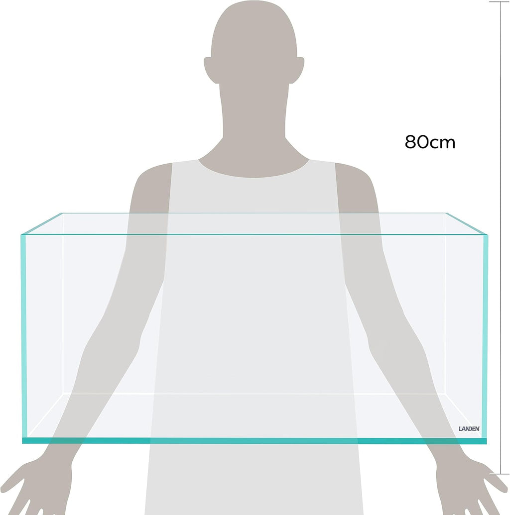 LANDEN 75S 22.1 Gal Shallow Tank, Shallow Fish Tank, Rimless Low Iron Tank, Bookshelf Aquarium W29.5×D17.7×H11 in(75x45x28cm); 8mm Thickness Aquascape Fish Tank, Black Leveling Mat Included