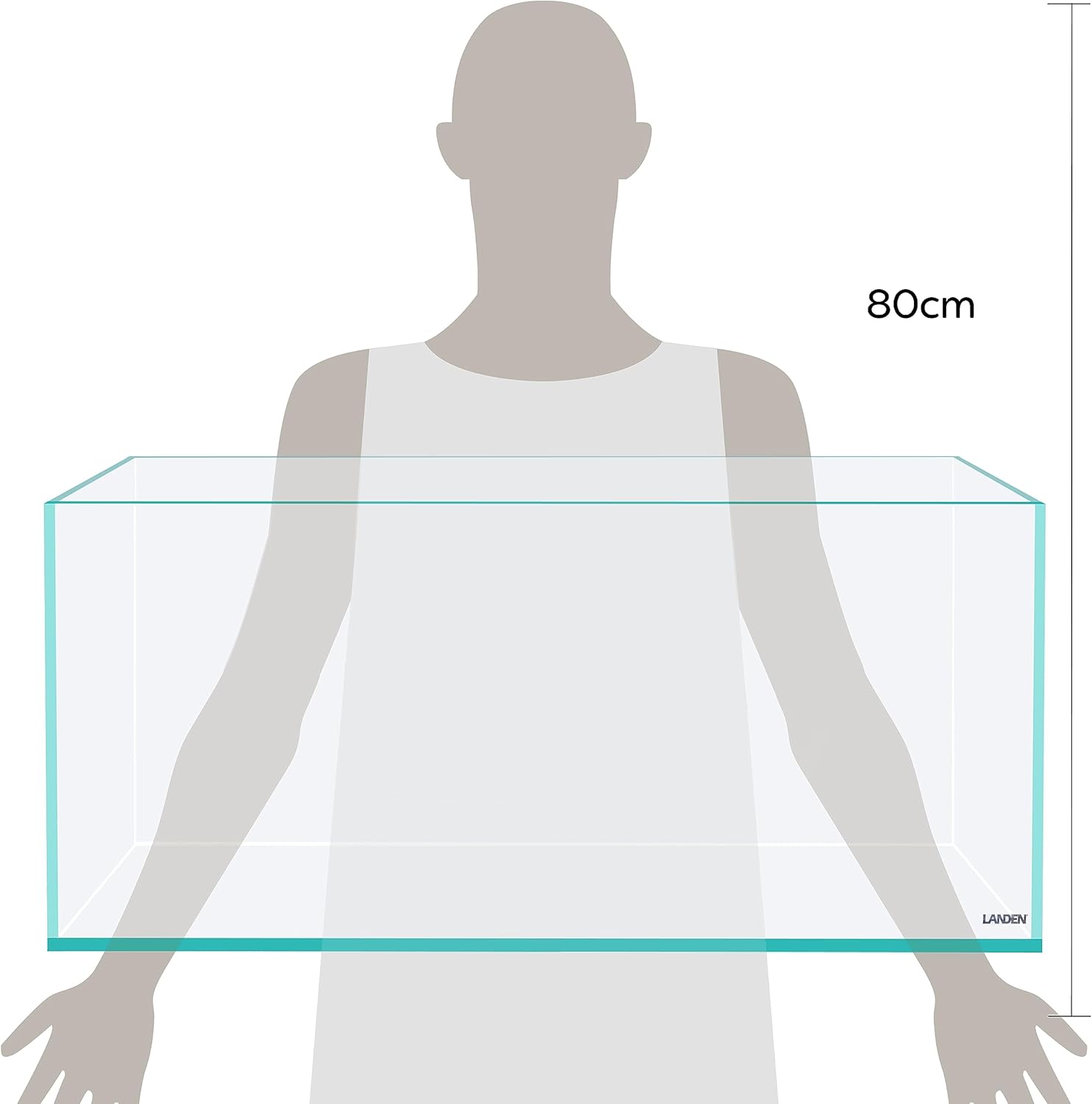 LANDEN 75S 22.1 Gal Shallow Tank, Shallow Fish Tank, Rimless Low Iron Tank, Bookshelf Aquarium W29.5×D17.7×H11 in(75x45x28cm); 8mm Thickness Aquascape Fish Tank, Black Leveling Mat Included
