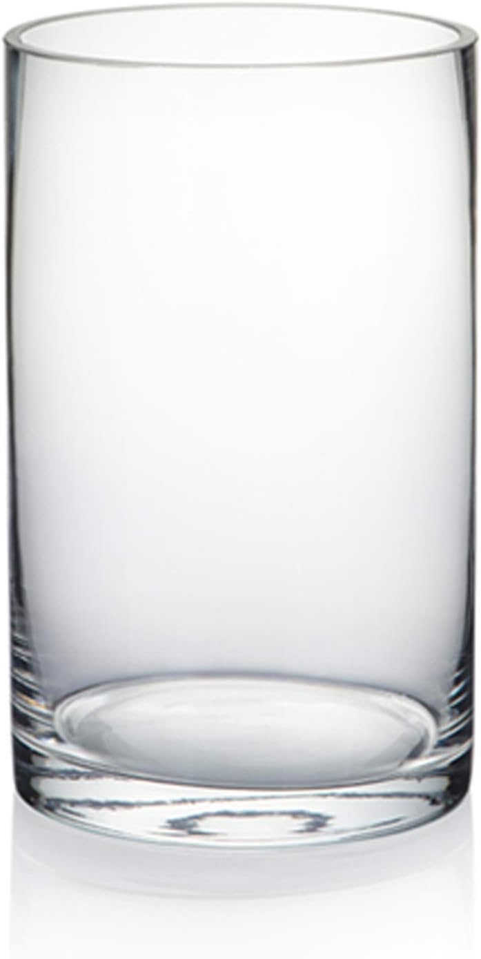 WGVI Quality Thick Clear Cylinder Glass Vase, 3" W x 5" H, Floral Container, Glass Candle Holder, Flower Vases, Wedding Centerpiece, Table Top Home Décor Accent, in Bulk Wholesale, 12 Pieces