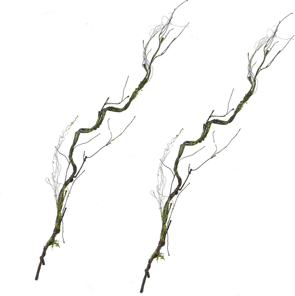 2pcs 67inch Artificial Bendable Twigs Branches Reptile Climbing Vines Trunk Grapevine Garland Moss Creeper Plants Fall Stems for Craft Garden Wall Hanging Jungle Halloween Arch Decoration