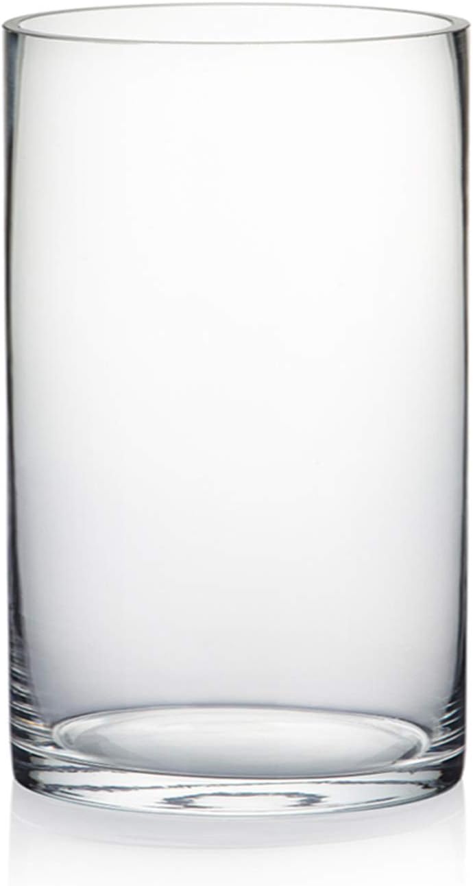 WGV Cylinder Vase, Width 6", Height 10", Clear Glass Container Terrarium Candle Holder for Wedding Centerpiece, Party Event, Home Office Decor, 1 Piece
