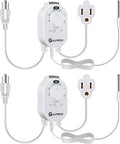 2 Pcs Thermostat Outlet for Heater, Temperature Controller Outlet with 4.9FT Power Cord, Heating and Cooling Thermostat Outlet with Temperature Probe for Space Heater, Greenhouse Fan (White)