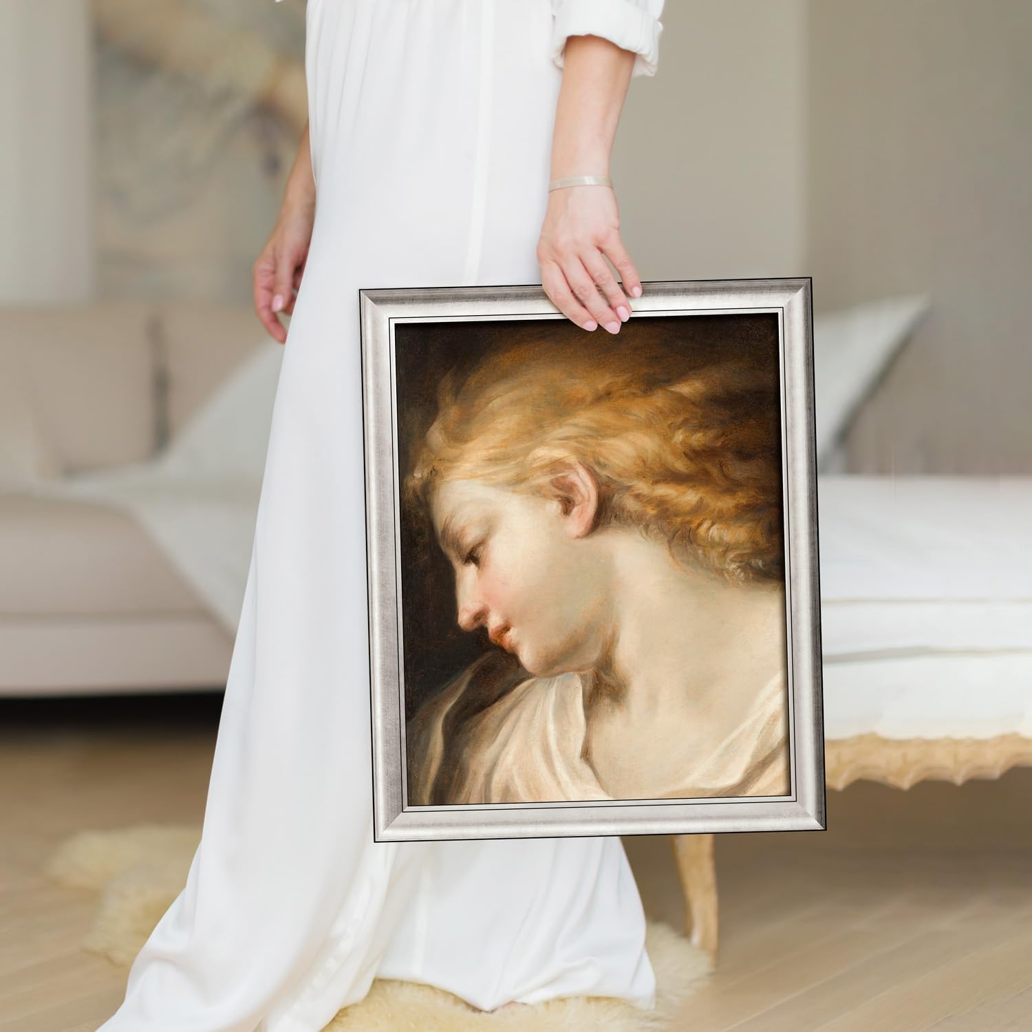 HLiWEGNS Vintage Silver 16x20 Frame – Poster Frame with Brushed Silver Finish – Picture Frame for 16 x 20 Artwork, Canvas Prints, Puzzles, and Wall Decor