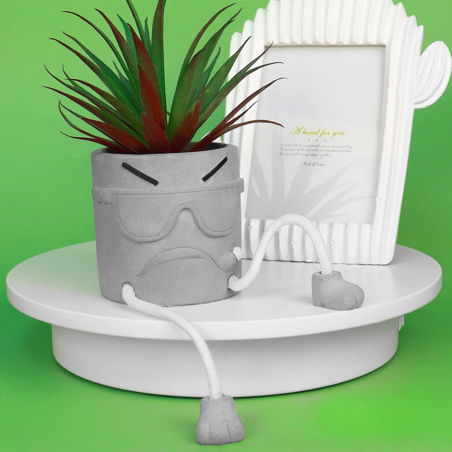 Zerzsy Artificialplant Succulents in Cement Pots with Hanging Leg, Mini Fake Plants Kitchen Shelves Decor, Bathroom Shelf Small Plants Decor, Faux Succulents for Office Wall Shelf Decorations