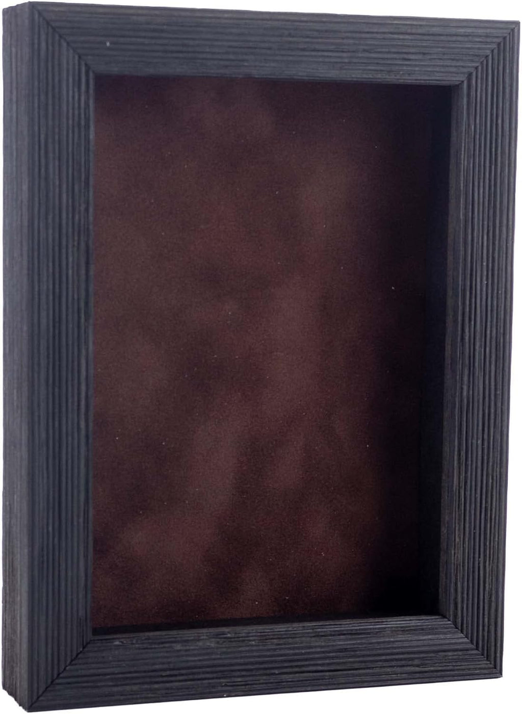 24x36 Shadow Box Frame Barnwood Black Wood | with a 1" Usable Display Depth | Includes a Brown Real Suede Texture Acid-Free Backing Board, UV Resistant Acrylic, and Hanging Hardware