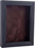 24x36 Shadow Box Frame Barnwood Black Wood | with a 1" Usable Display Depth | Includes a Brown Real Suede Texture Acid-Free Backing Board, UV Resistant Acrylic, and Hanging Hardware