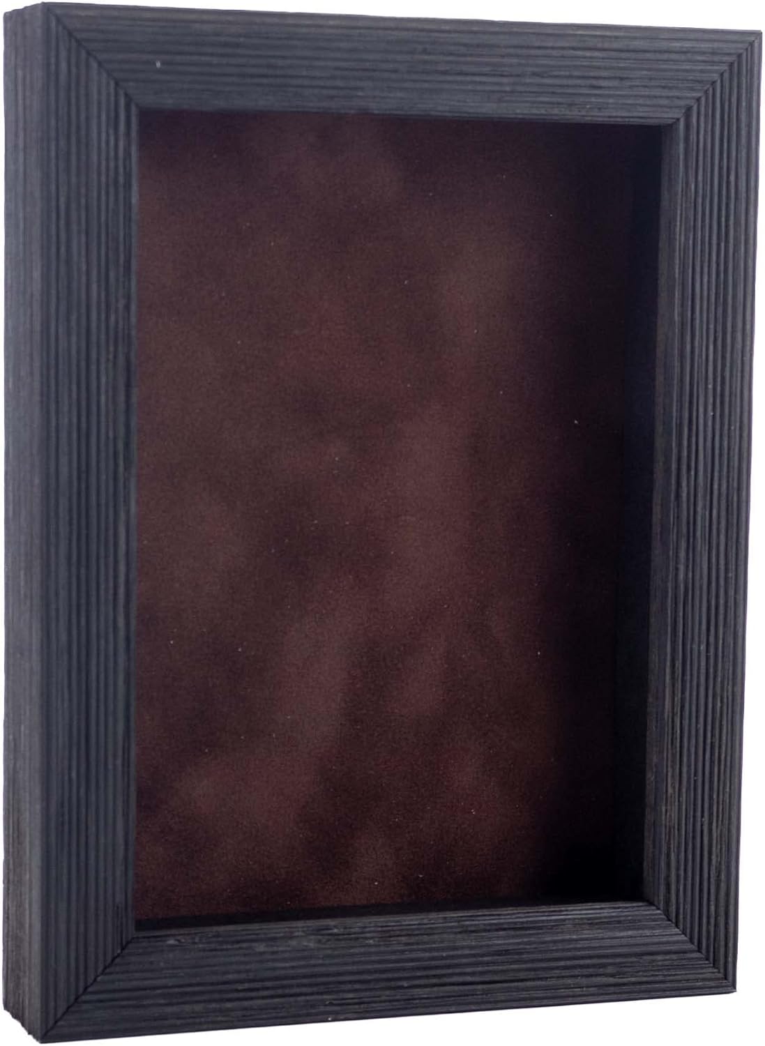 24x36 Shadow Box Frame Barnwood Black Wood | with a 1" Usable Display Depth | Includes a Brown Real Suede Texture Acid-Free Backing Board, UV Resistant Acrylic, and Hanging Hardware