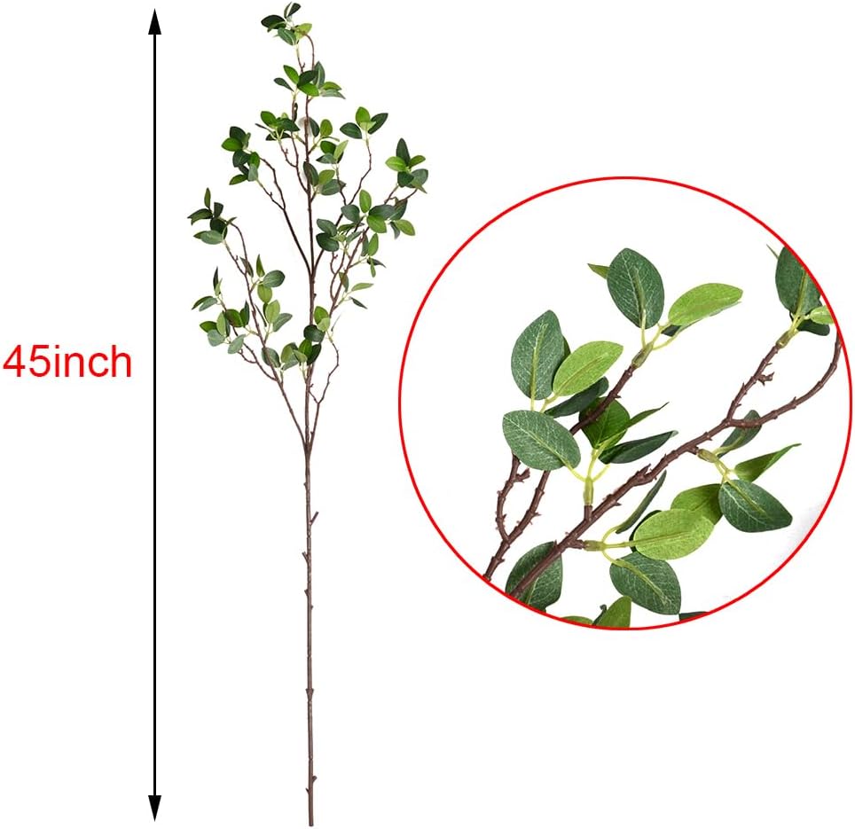 3pcs Faux Stems Artificial Branches for Vase Artificial Stems Artificial Greenery Stems Faux Green Stems Artificial Eucalytus Branches Fake Stems(42"/Each Branch)