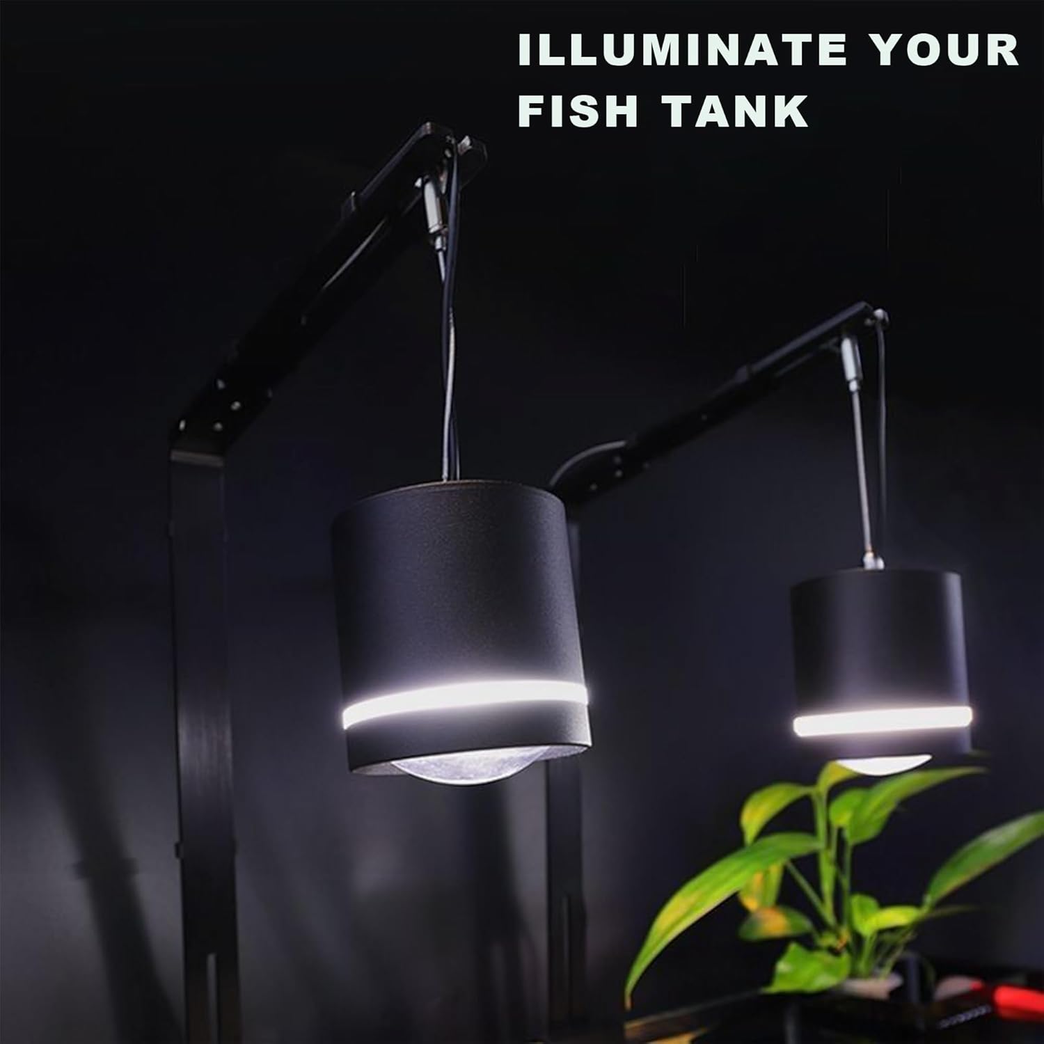 LIYAOLI LED Aquarium Light - 2 Pcs Clip On Full Spectrum Fish Tank Light with Adjustable Height for Planted Tanks, Coral Reef, Saltwater/Freshwater, 3 Color Modes - White/Blue/Combo