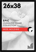 Americanflat 26x38 Poster Frame with Polished Plexiglass - Black Picture Frame - Wide Photo Frames Made of Engineered Wood for Vertical or Horizontal Wall Display - Epic Collection - Black