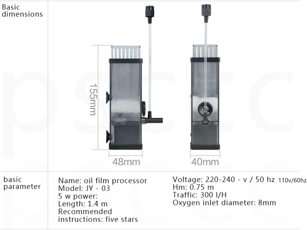 Marine Color Aquarium Surface Protein Skimmer 5W JY03 Aquarium Oil Film Processor JY-03 Oil Removal Filter Fish Tank Filter