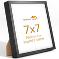 7x7 Aluminum Metal Picture Frame,Tempered Glass Black Photo Frame 7x7 for Family Photo,Posters,Art,Document to Wall Mount Horizontally or Vertically