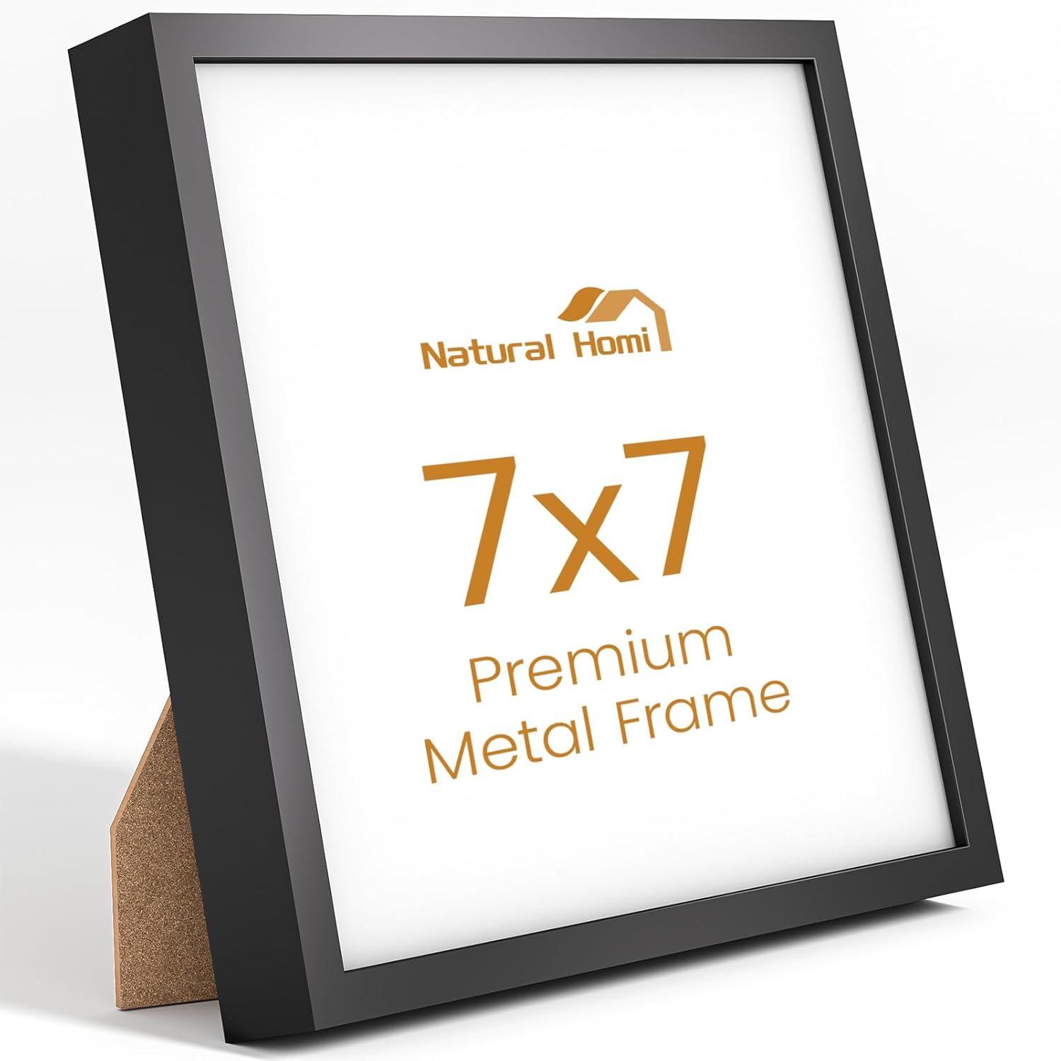 7x7 Aluminum Metal Picture Frame,Tempered Glass Black Photo Frame 7x7 for Family Photo,Posters,Art,Document to Wall Mount Horizontally or Vertically