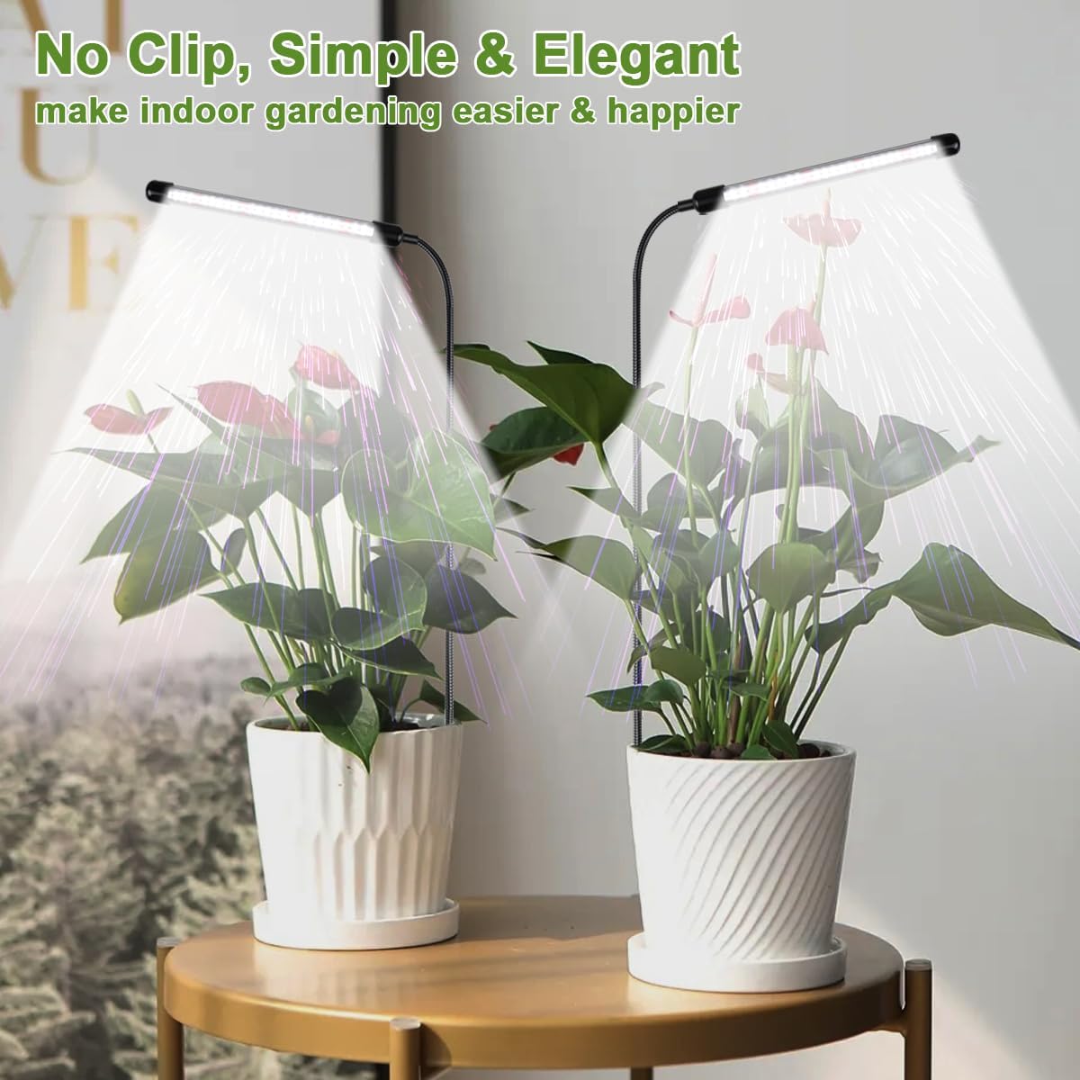 Grow Light 2 Pack, 6000K Full Spectrum Gooseneck Growing Lamp for Indoor Pot Plants Bonsai/Plant/Houseplants, Dimmable & Auto Timer 4 8 12H
