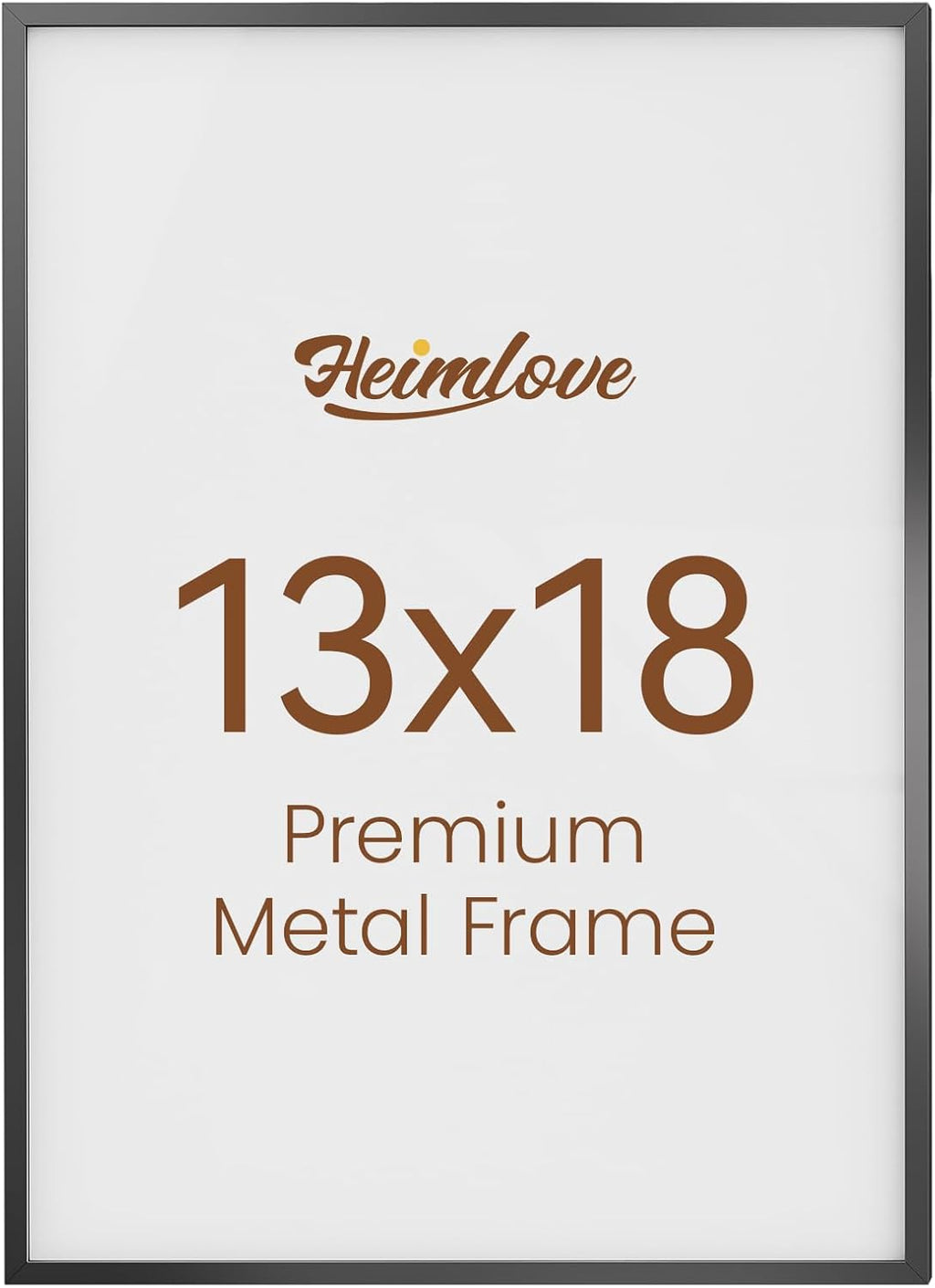 Heimlove 13x18 Metal Picture Frame,Black Aluminum Photo Frames-Real Tempered Glass,Wall Gallery Poster Puzzles Artwork frame Mounting Horizontally or Vertically Decor for Wall-1Pack