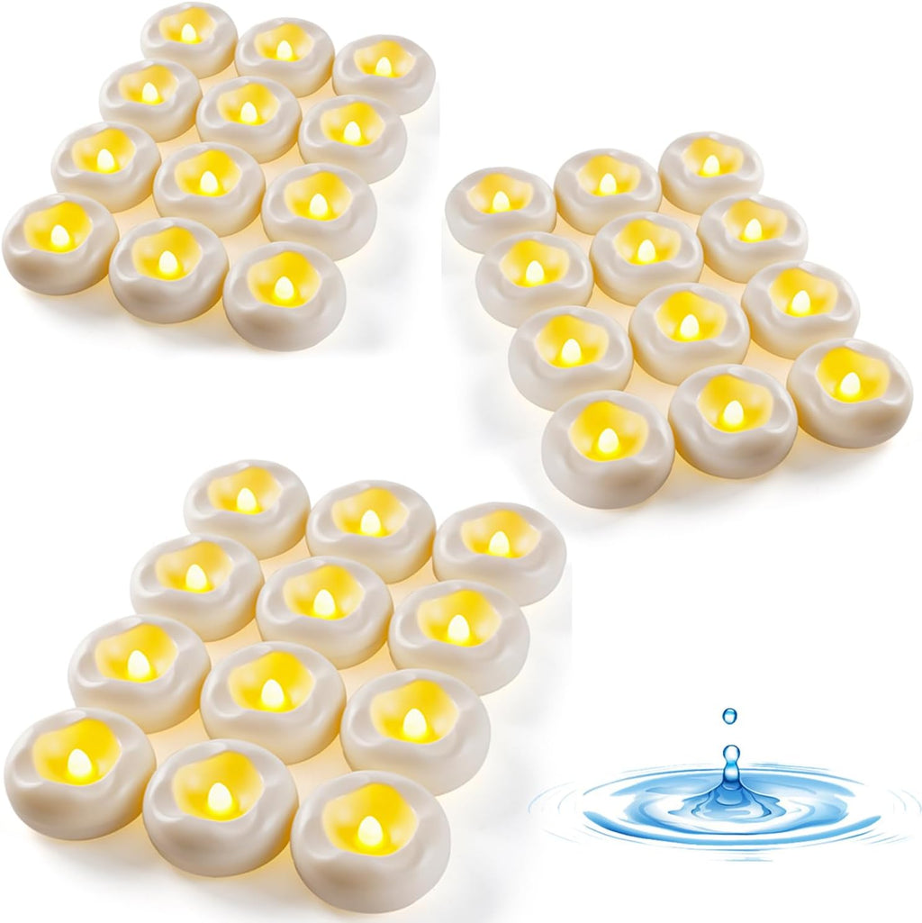 36 x 2”Floating Candle, 200 Hour Water Activated Warm White Battery Powered Flameless LED Floating Candle Floating for centerpieces/Bathtub/Fountain/Pool