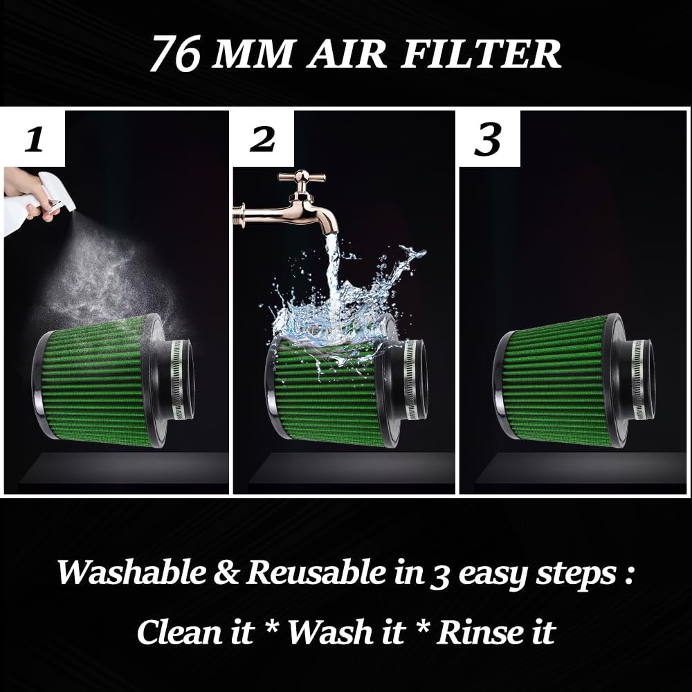 muge racing Universal 3 Inch 76mm Air Intake Filter Replacement Cone Air Filters Quality Dry Air Filter
