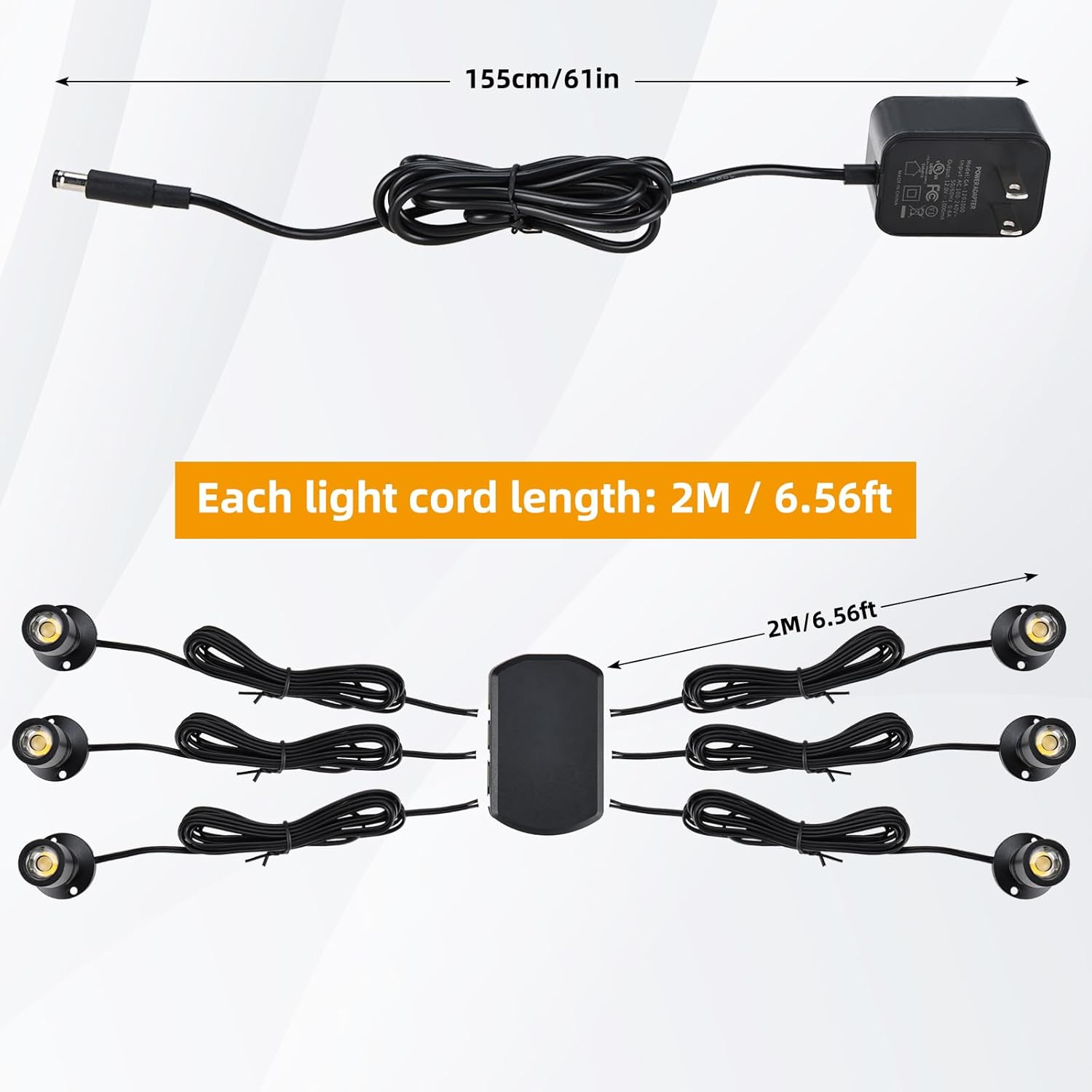 YaeCCC Dimmable LED Mini Spotlight Jewelry Showcase Display Lights Black Shell Surface Mount (Pack-6,Daylight 6400k)