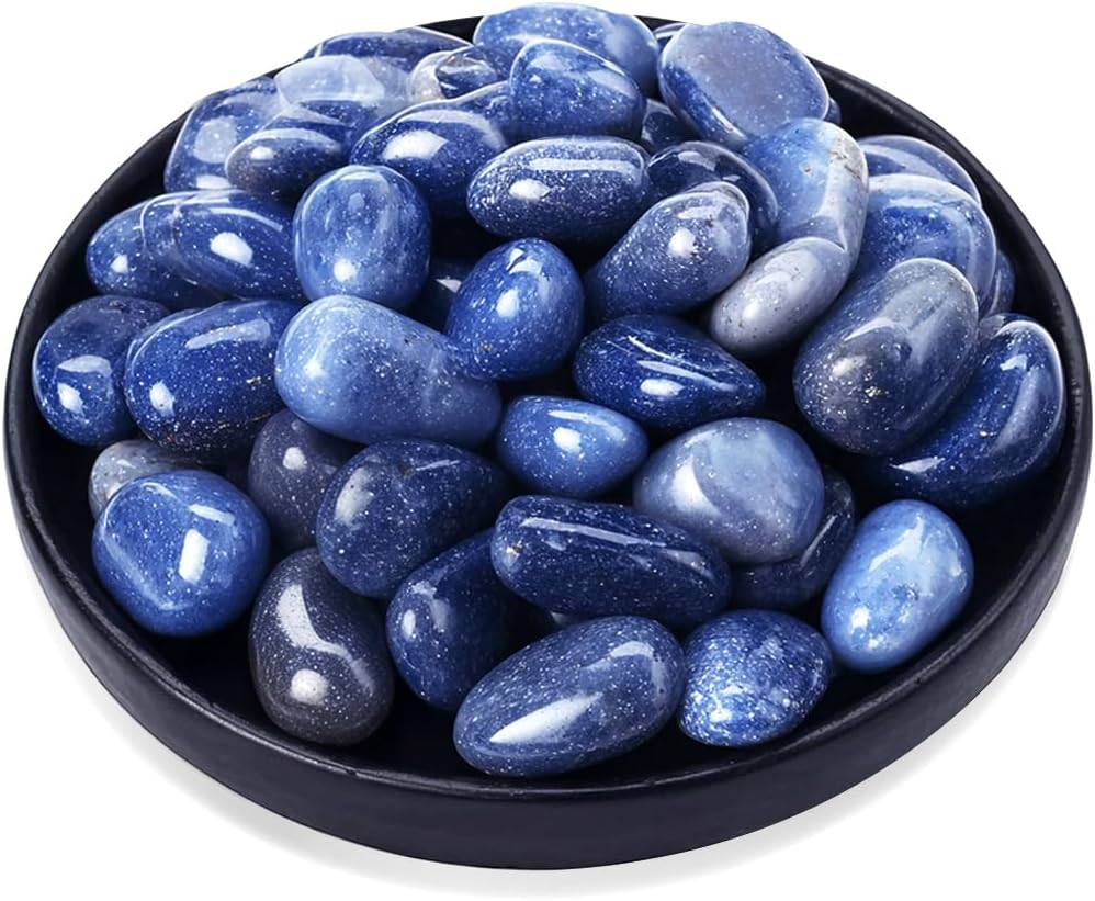 Blue Aventurine Healing Crystal Stone Set - 24 Pieces, 0.6" Natural & Polished Stones for Healing, Meditation, Reiki, Chakra, Crafting & Decoration