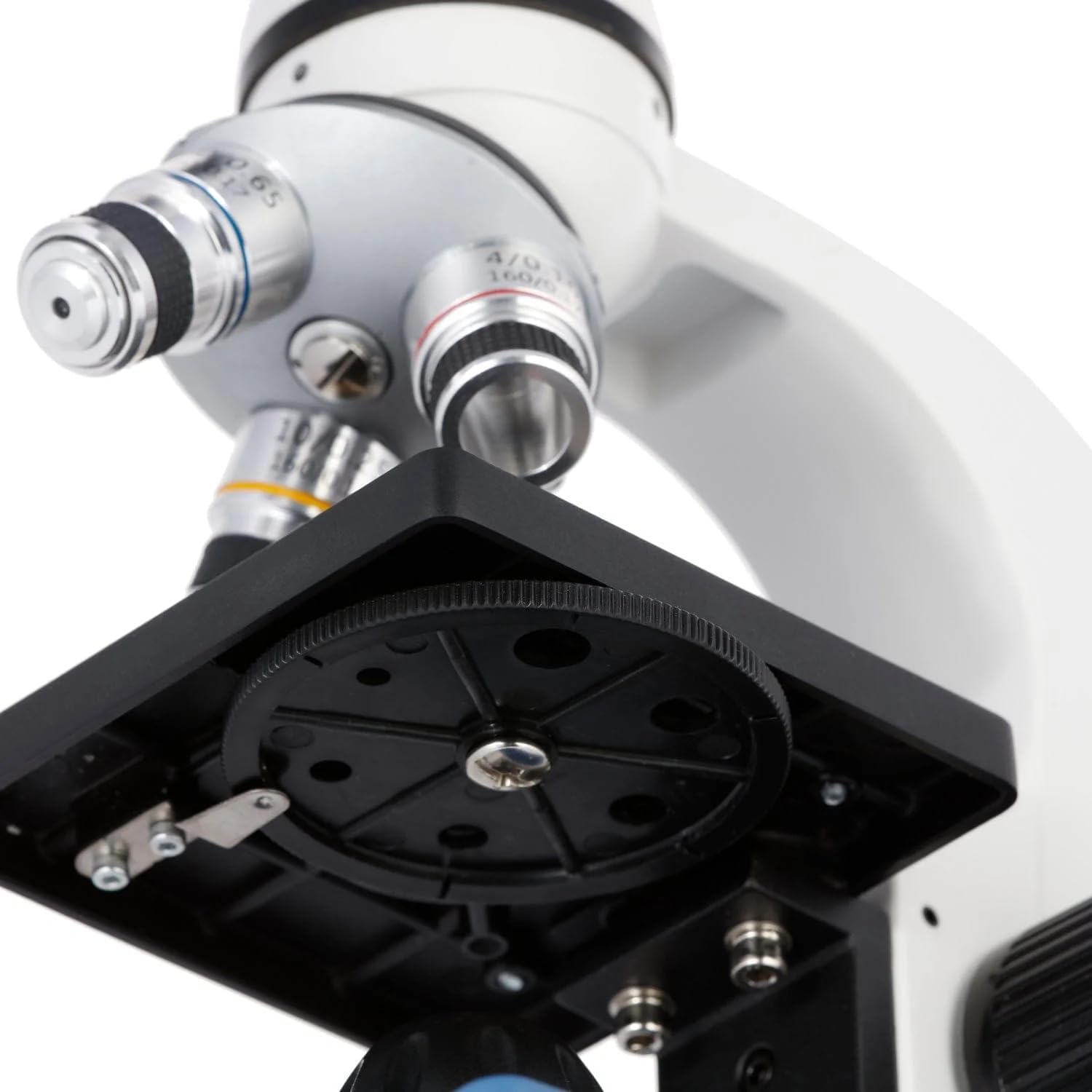 AmScope M150C-PS25-WM Compound Monocular Microscope, WF10x and WF25x Eyepieces, 40x-1000x Magnification, LED Illumination, Brightfield, Single-Lens Condenser, Coaxial Coarse and Fine Focus, Plain Stage, 110V, Includes Set of 25 Prepared Slides and Book
