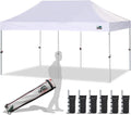 Eurmax USA 10'x20' Pop Up Canopy Tent Commercial Instant Canopies with Heavy Duty Roller Bag,Bonus 6 Sand Weights Bags (White)