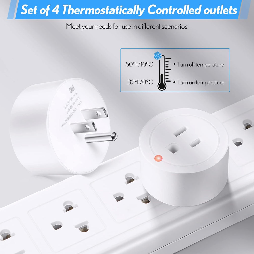 4 Pieces Thermostatically Controlled Outlet, On at 32°F/Off at 50 °F Thermostat Plug Outlet for Winter Chicken Water Coop Heater, Temperature Controllers for Bird Bath Deicer Outdoor