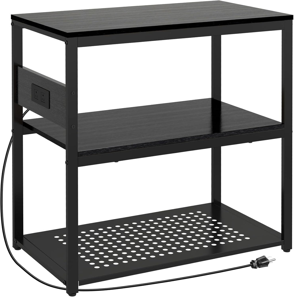Livofloral 20-29 Gallon Fish Tank Stand with Power Outlets, 3-Tier Metal Aquarium Stand, Breeder Reptile Tank Stand with Shelf for Home Office, 660LBS Capacity, 29.5 x 15.8 x 30.1 inches, Black
